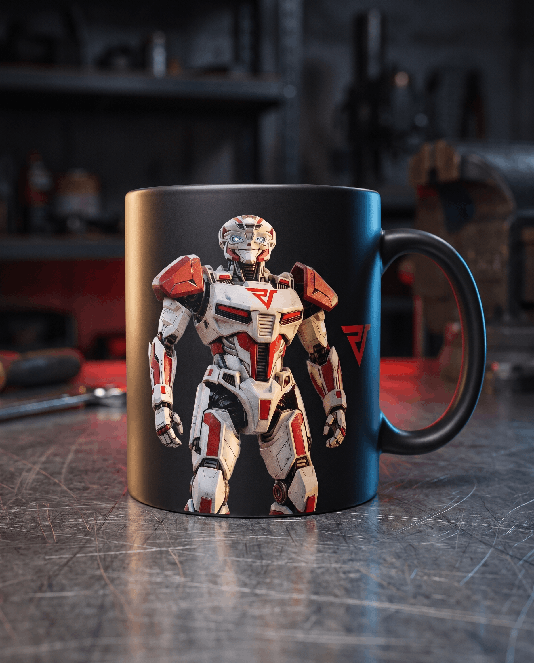 Tasse mit dem Resintech-Transformer als Aufdruck