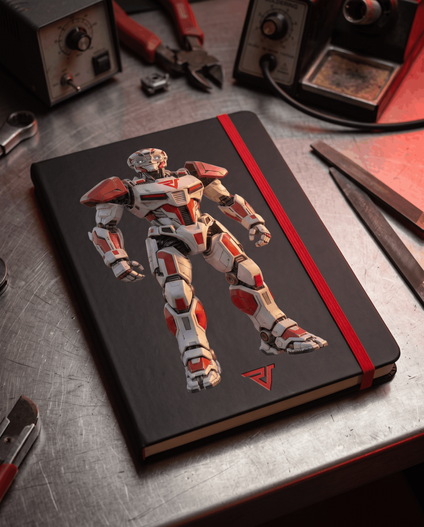 Notizbuch mit dem Resintech-Transformer als Prägung